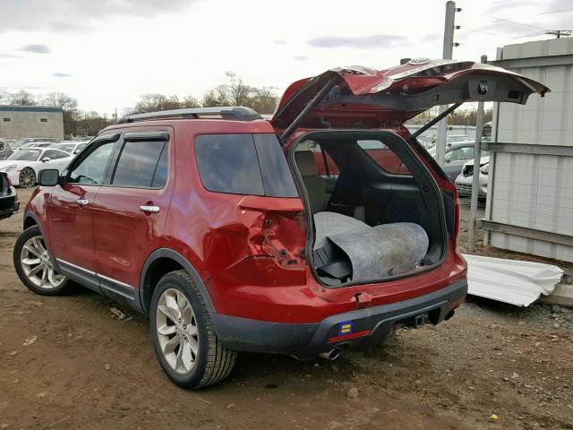 1FM5K7F91DGA35797 - 2013 FORD EXPLORER L RED photo 3