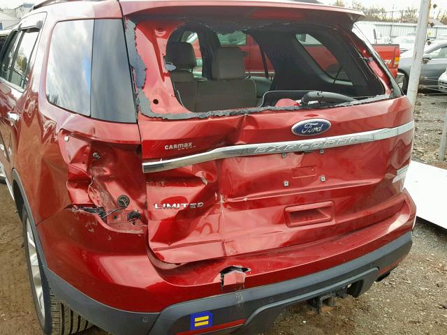 1FM5K7F91DGA35797 - 2013 FORD EXPLORER L RED photo 9