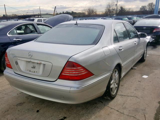 WDBNG70J03A380909 - 2003 MERCEDES-BENZ S 430 SILVER photo 4