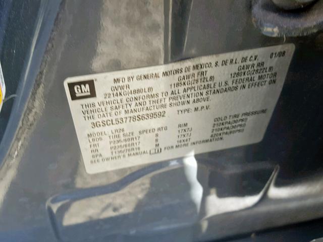 3GSCL53778S639592 - 2008 SATURN VUE XR GRAY photo 10