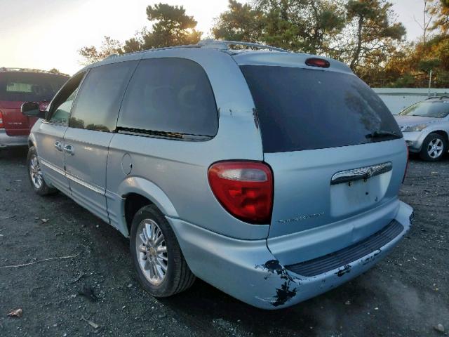 2C8GP64L72R574894 - 2002 CHRYSLER TOWN & COU BLUE photo 3