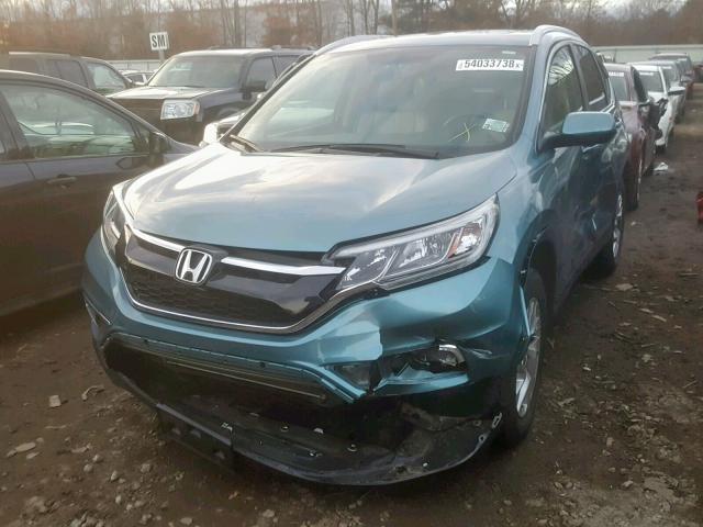 5J6RM4H73FL087947 - 2015 HONDA CR-V EXL TURQUOISE photo 2