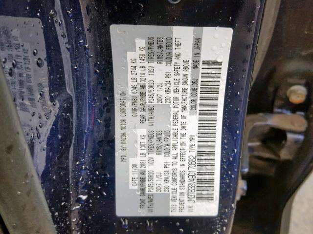 JM3TB38V490170682 - 2009 MAZDA CX-9 BLUE photo 10