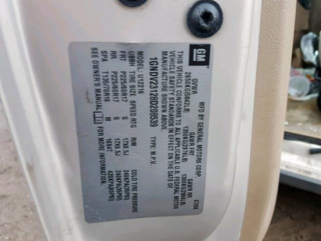 1GNDV23128D208539 - 2008 CHEVROLET UPLANDER L Qızıl foto 10