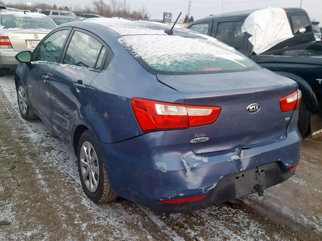 KNADM4A38G6689778 - 2016 KIA RIO LX BLUE photo 3