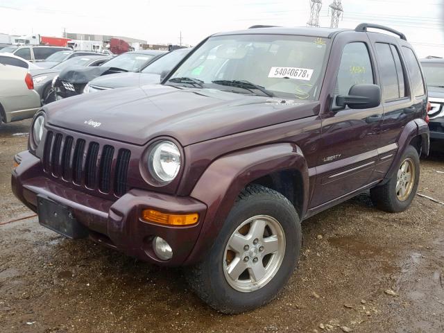 1J4GK58KX4W202806 - 2004 JEEP LIBERTY LI PURPLE photo 2