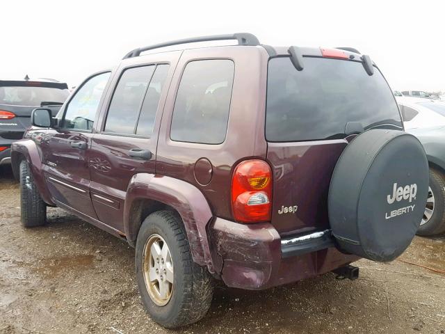 1J4GK58KX4W202806 - 2004 JEEP LIBERTY LI PURPLE photo 3