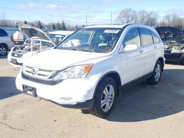 JHLRE4H77AC014448 - 2010 HONDA CR-V EXL WHITE photo 2