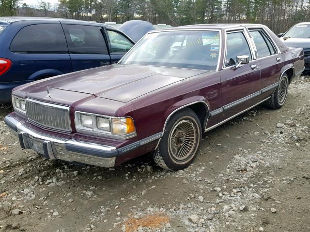 2MECM74F1LX626864 - 1990 MERCURY GRAND MARQ MAROON photo 2