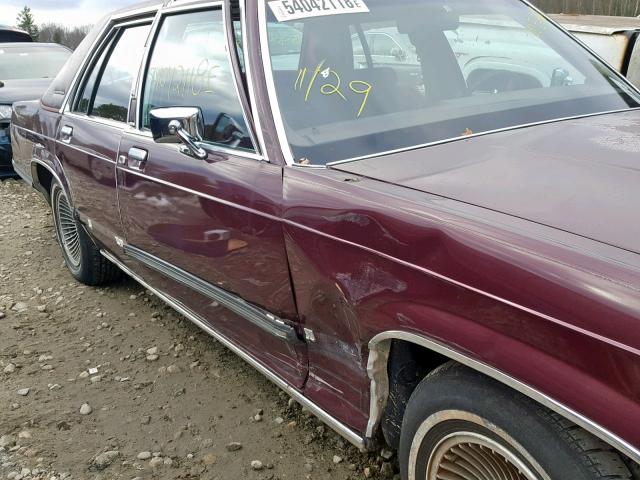 2MECM74F1LX626864 - 1990 MERCURY GRAND MARQ MAROON photo 9