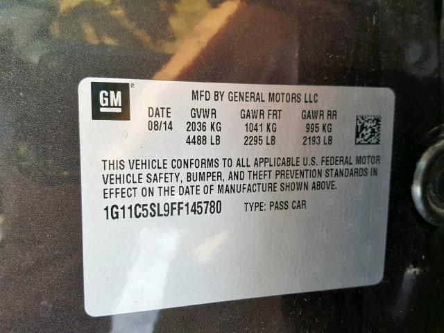 1G11C5SL9FF145780 - 2015 CHEVROLET MALIBU 1LT 紫色 照片 10