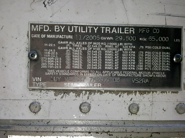 1UYVS25377M240908 - 2007 UTILITY TRAILER WHITE photo 10