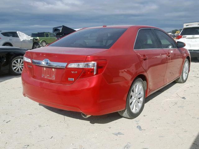 4T1BD1FK7EU130865 - 2014 TOYOTA CAMRY HYBR RED photo 4