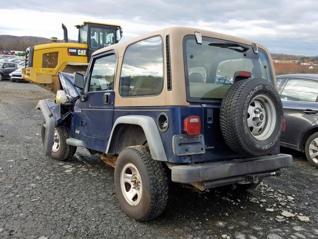 1J4FA29P0YP744035 - 2000 JEEP WRANGLER / BLUE photo 3