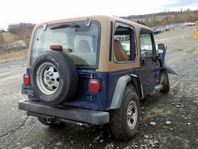 1J4FA29P0YP744035 - 2000 JEEP WRANGLER / BLUE photo 4