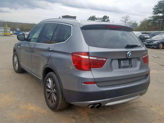 5UXWX5C56CL719295 - 2012 BMW X3 XDRIVE2 SILVER photo 3