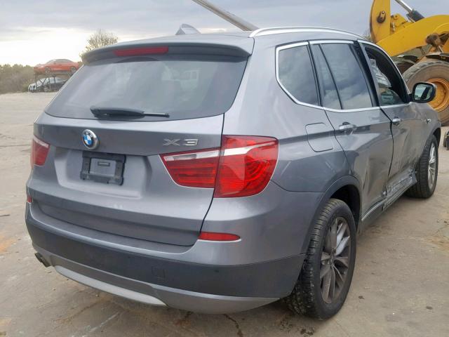 5UXWX5C56CL719295 - 2012 BMW X3 XDRIVE2 SILVER photo 4