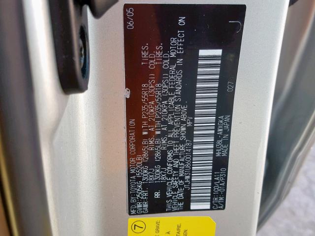 JTJHW31U860014187 - 2006 LEXUS RX 400 SILVER photo 10