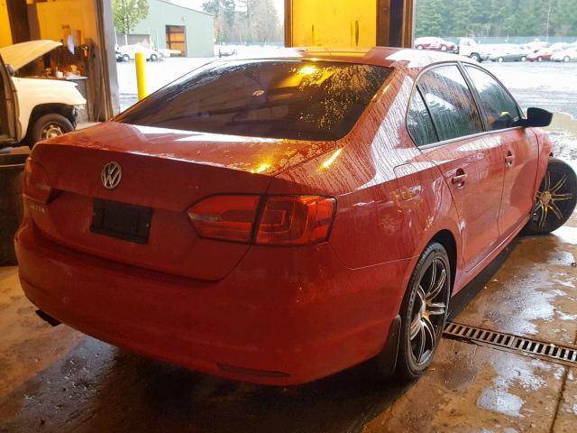 3VW2K7AJ8CM335573 - 2012 VOLKSWAGEN JETTA BASE 红色 照片 4