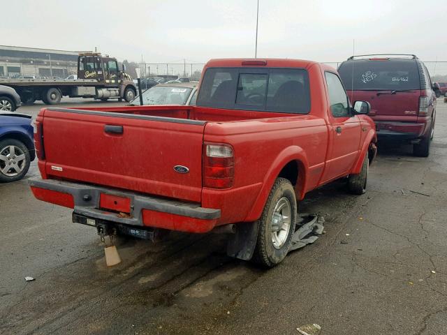 1FTYR10U72PA58666 - 2002 FORD RANGER RED photo 4