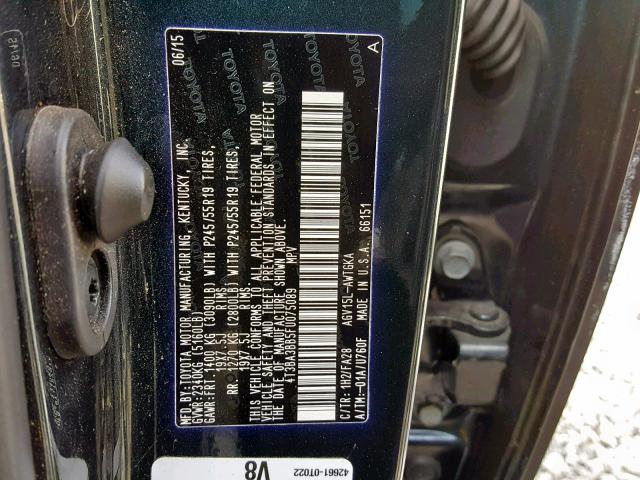 4T3BA3BB5FU075089 - 2015 TOYOTA VENZA LE CHARCOAL photo 10