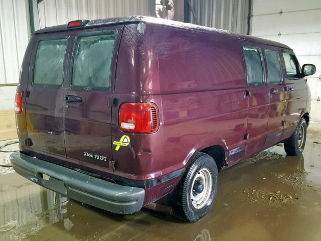 2B7HB11Z11K501351 - 2001 DODGE RAM VAN B1 BURGUNDY photo 4