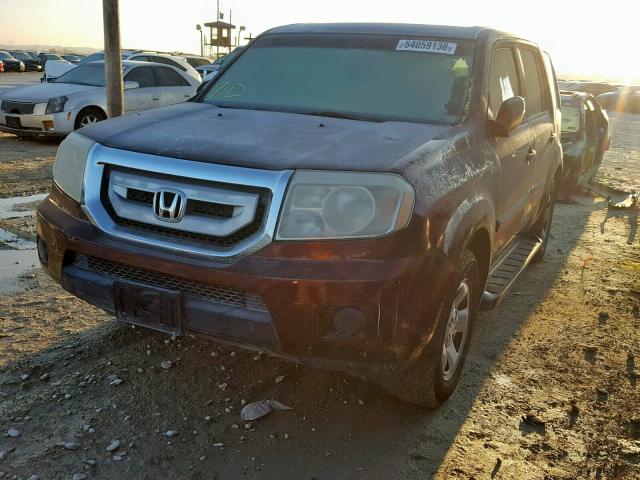 5FNYF38299B005589 - 2009 HONDA PILOT LX BURGUNDY photo 2