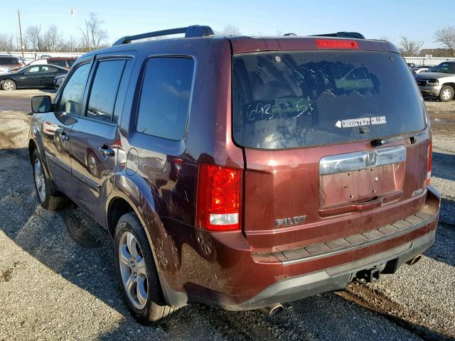 5FNYF4H71CB021682 - 2012 HONDA PILOT EXLN MAROON photo 3