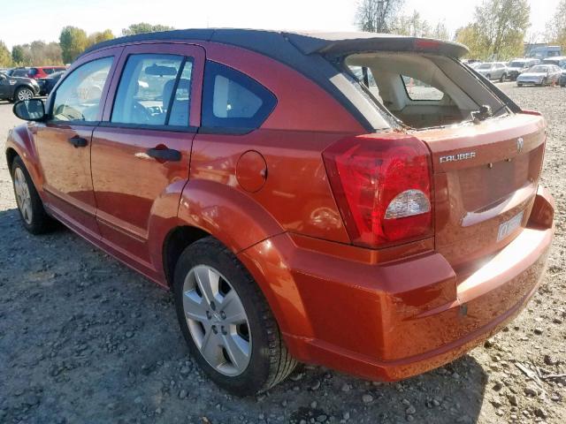 1B3HB48B77D508187 - 2007 DODGE CALIBER SX ORANGE photo 3