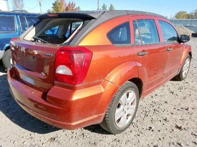 1B3HB48B77D508187 - 2007 DODGE CALIBER SX ORANGE photo 4