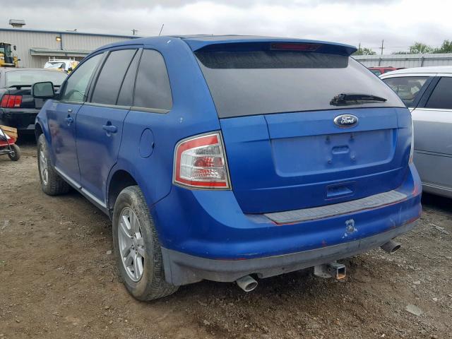 2FMDK38C28BA12202 - 2008 FORD EDGE SEL BLUE photo 3