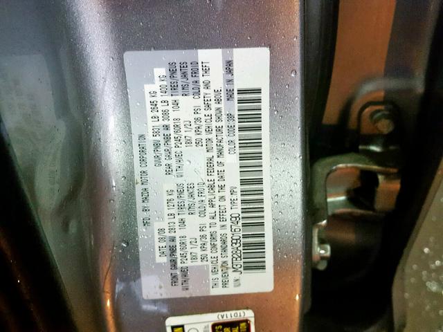 JM3TB28A390167490 - 2009 MAZDA CX-9 GRAY photo 10