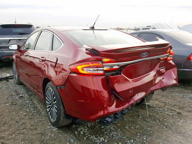 3FA6P0D94JR168228 - 2018 FORD FUSION TIT RED photo 3