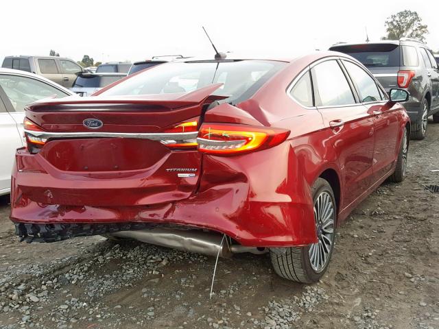 3FA6P0D94JR168228 - 2018 FORD FUSION TIT RED photo 4