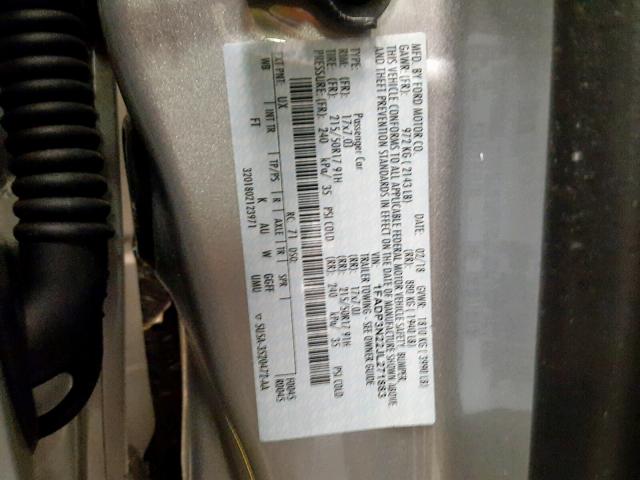 1FADP3N22JL271883 - 2018 FORD FOCUS TITA SILVER photo 10