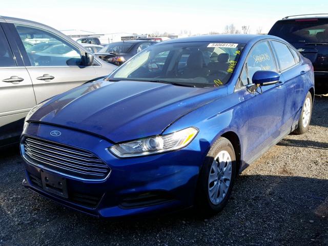 3FA6P0G75DR259572 - 2013 FORD FUSION S BLUE photo 2