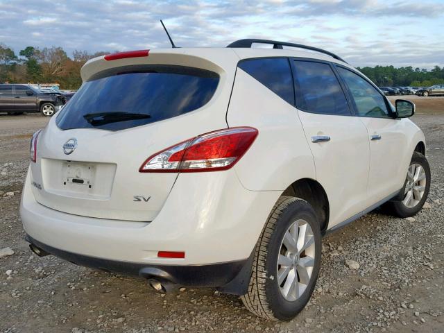 JN8AZ1MU0CW116012 - 2012 NISSAN MURANO S WHITE photo 4