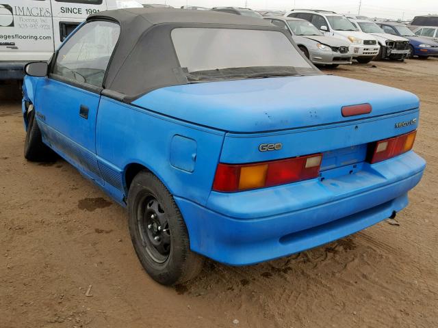 JG1MR3365MK614439 - 1991 GEO METRO LSI BLUE photo 3