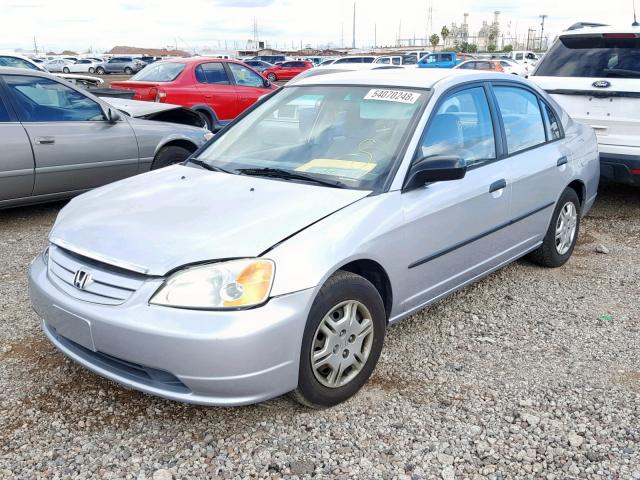 1HGES15261L071253 - 2001 HONDA CIVIC DX SILVER photo 2