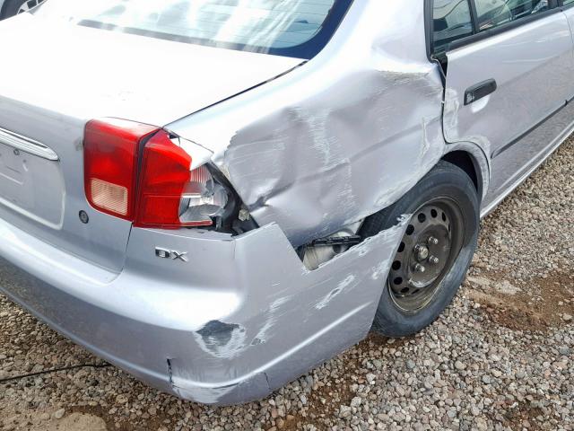 1HGES15261L071253 - 2001 HONDA CIVIC DX SILVER photo 9