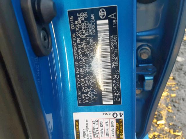 JTNKARJE6GJ502693 - 2016 TOYOTA SCION IM BLUE photo 10