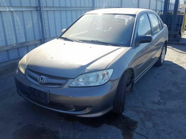 2HGES16555H602860 - 2005 HONDA CIVIC LX SILVER photo 2