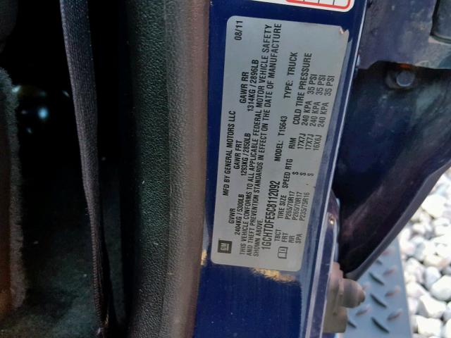 1GCHTDFE5C8112092 - 2012 CHEVROLET COLORADO L BLUE photo 10