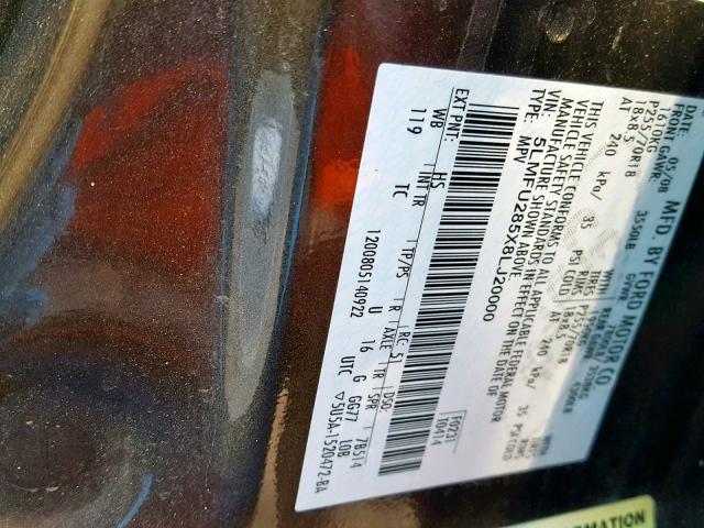 5LMFU285X8LJ20000 - 2008 LINCOLN NAVIGATOR BLUE photo 10