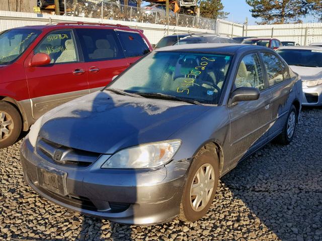 2HGES16305H632881 - 2005 HONDA CIVIC DX V GRAY photo 2