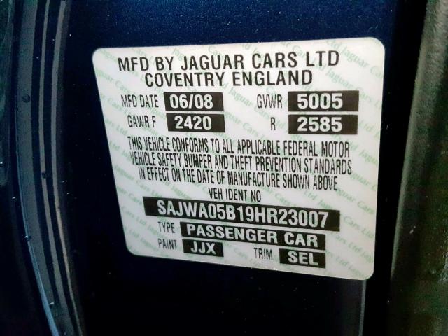 SAJWA05B19HR23007 - 2009 JAGUAR XF LUXURY BLUE photo 10