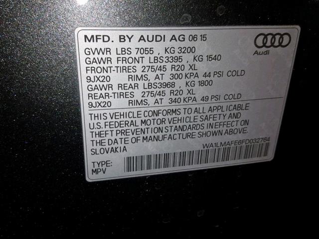 WA1LMAFE6FD032764 - 2015 AUDI Q7 TDI GRAY photo 10