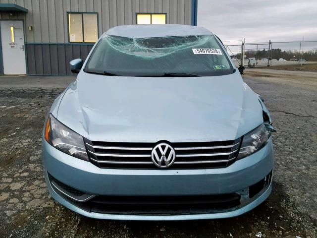 1VWAP7A34CC059554 - 2012 VOLKSWAGEN PASSAT S BLUE photo 9