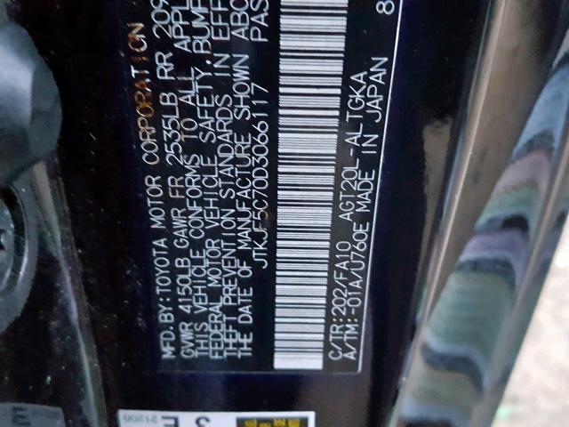 JTKJF5C70D3066117 - 2013 TOYOTA SCION TC 黑色 照片 10