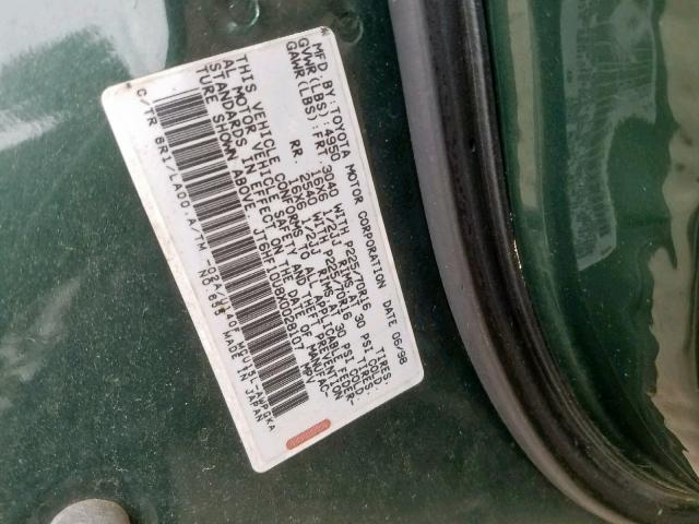 JT6HF10U8X0028107 - 1999 LEXUS RX 300 GREEN photo 10